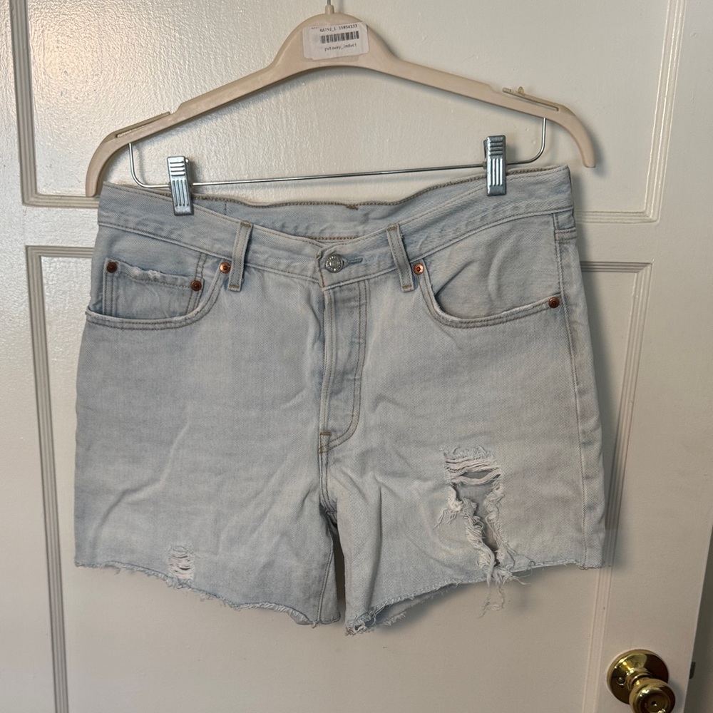 Levi's Light Blue Distressed Denim Cutoff Shorts